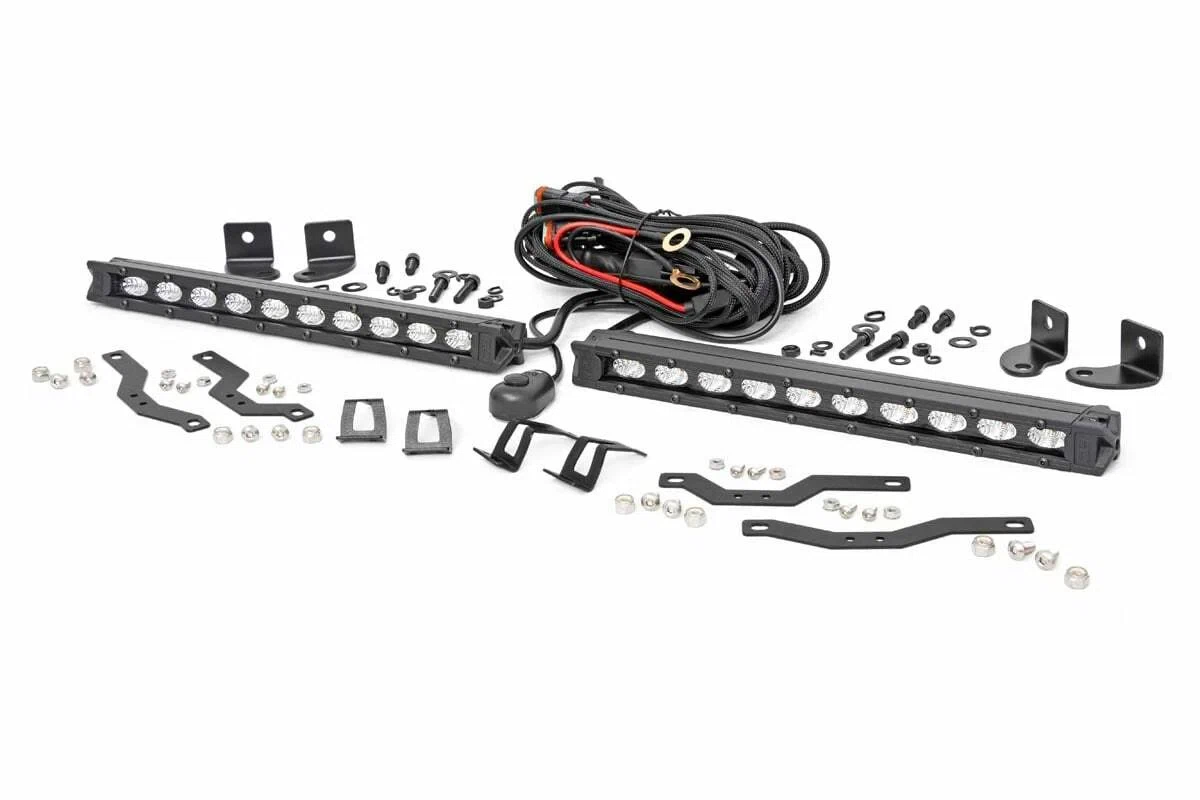 Fits Ford F-150 (18-20) LED Light Kit Grille Mount 10_ Black Slimline Pair 70808
